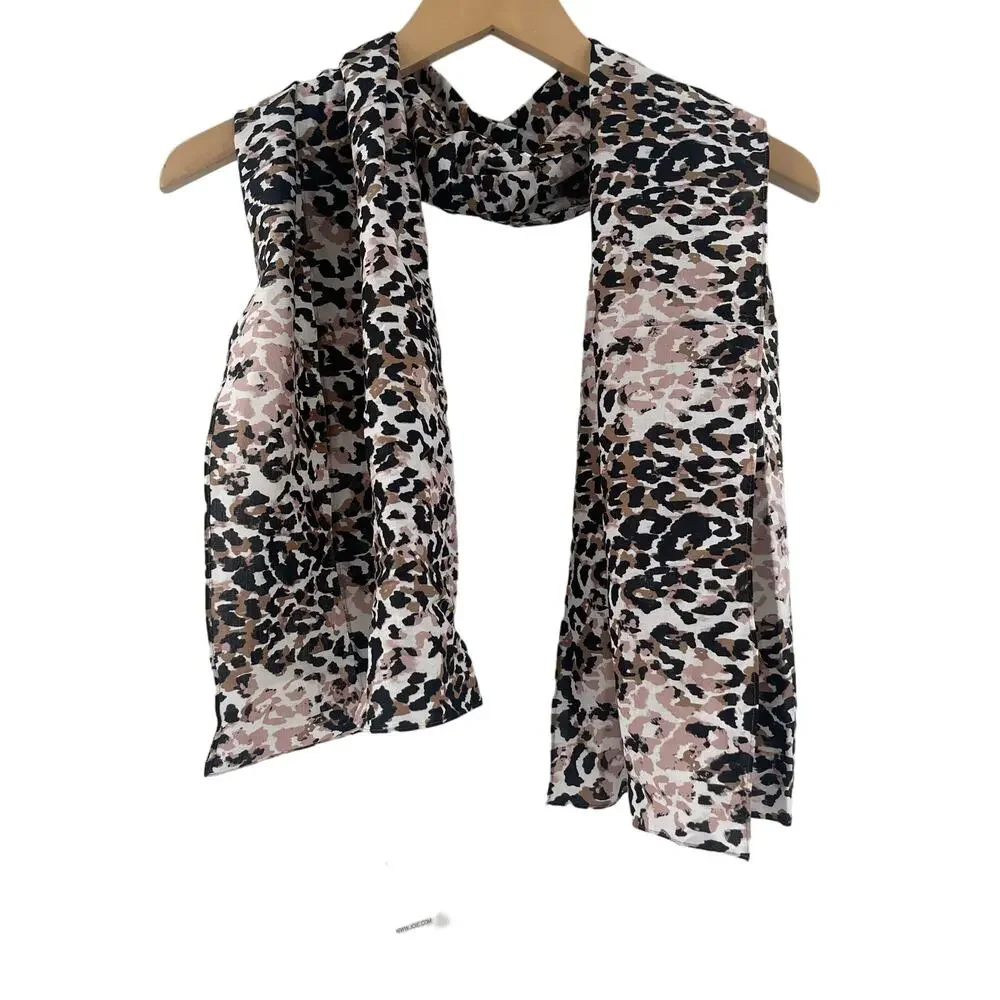JOIE Scarf Renita One Size Animal Print Caviar 100% Cotton Lightweight Casual